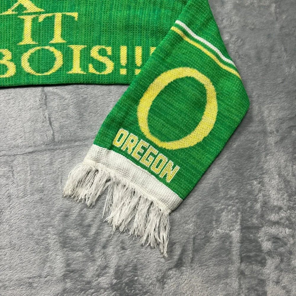 Oregon Ducks U of O Scarf Green Yellow Bo Six Make It Happen Knit Fringe